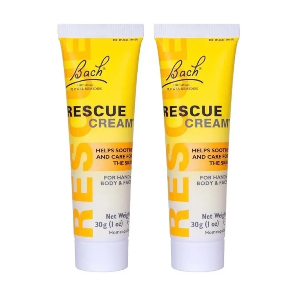 x2 Bach Flower Remedies RESCUE CREAM Hand Body Face Unscented 1oz 30g EXP 5/26